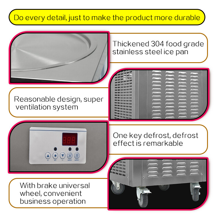 Kolice 22'' Single Pan Fried Ice Cream Machine Rolled Ice Cream Machine-ETL CE