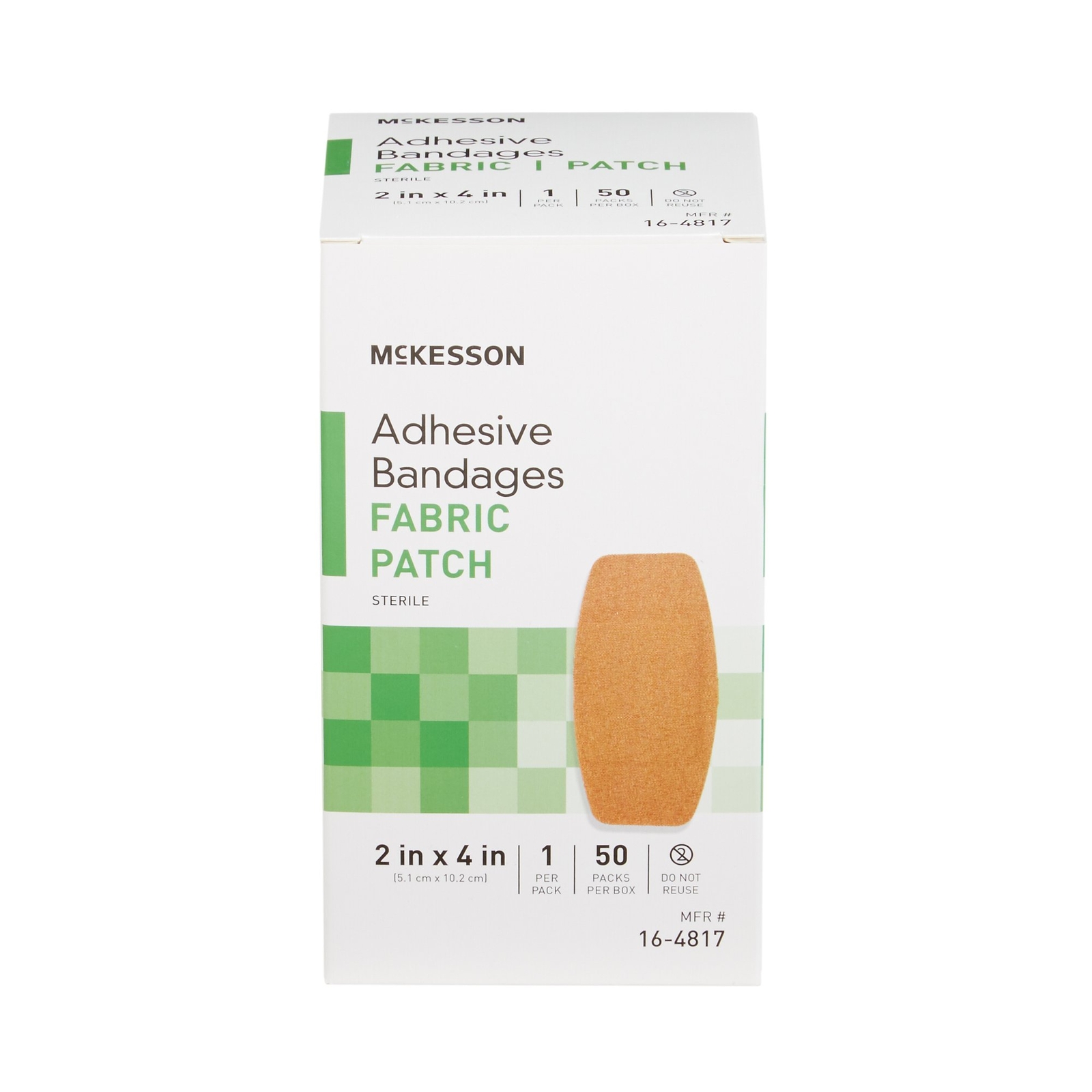 50 McKesson Adhesive Bandages 2" x 4" Fabric Patch Band Aid Strips 16-4817