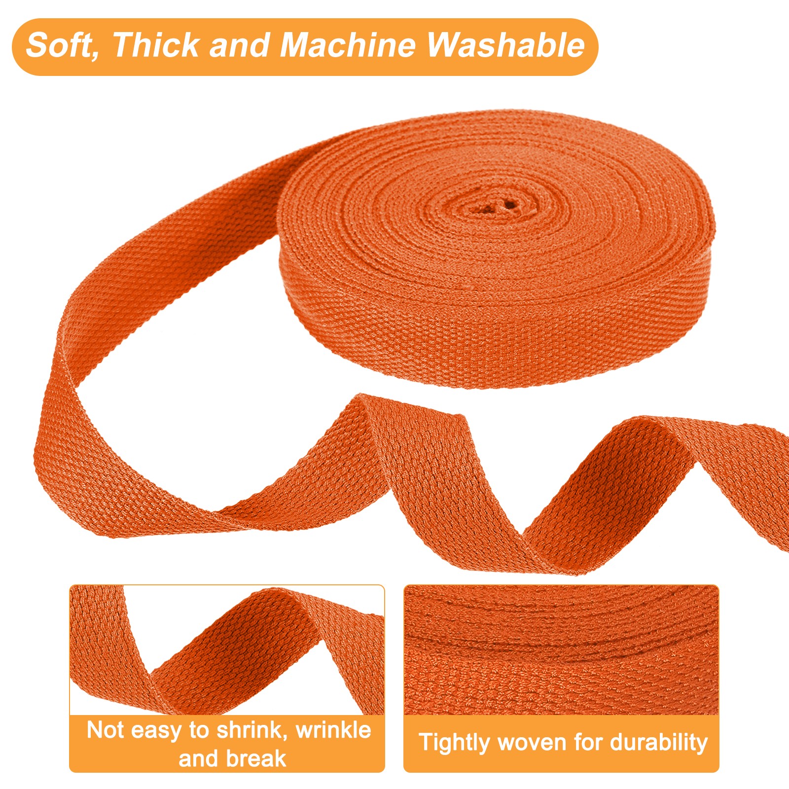 Cotton Webbing 1 Inch 11 Yard Polyester Cotton Webbing Strap Orange