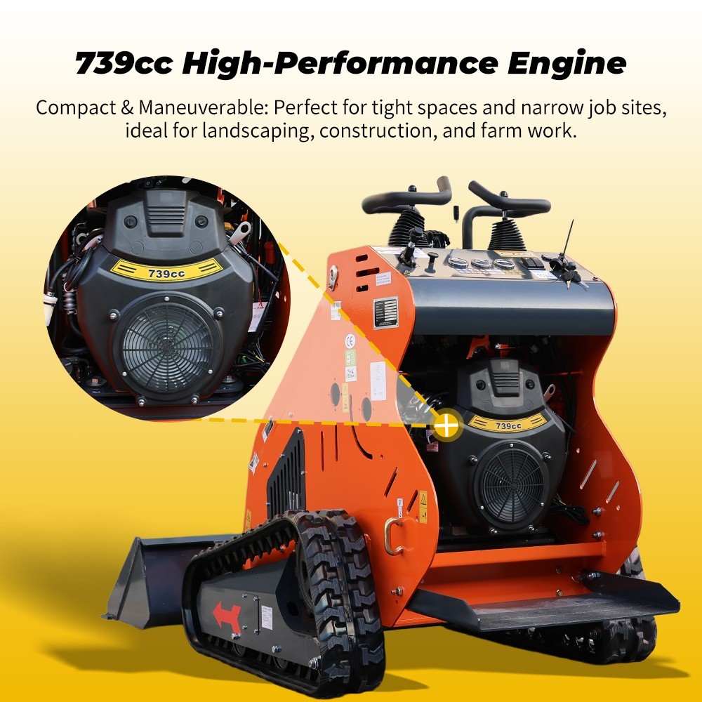 Upgraded Mini Skid Steer 23HP Twin Cylinder Tracked Loader