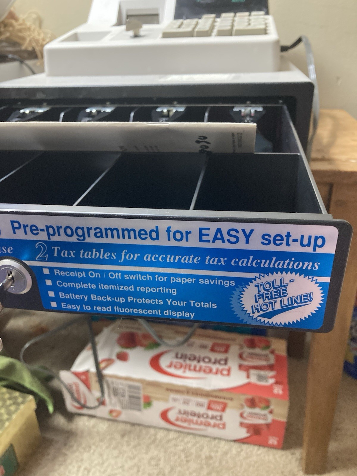 Sharp XE-A120 Electronic Cash Register With Key Cash Drawer Manual