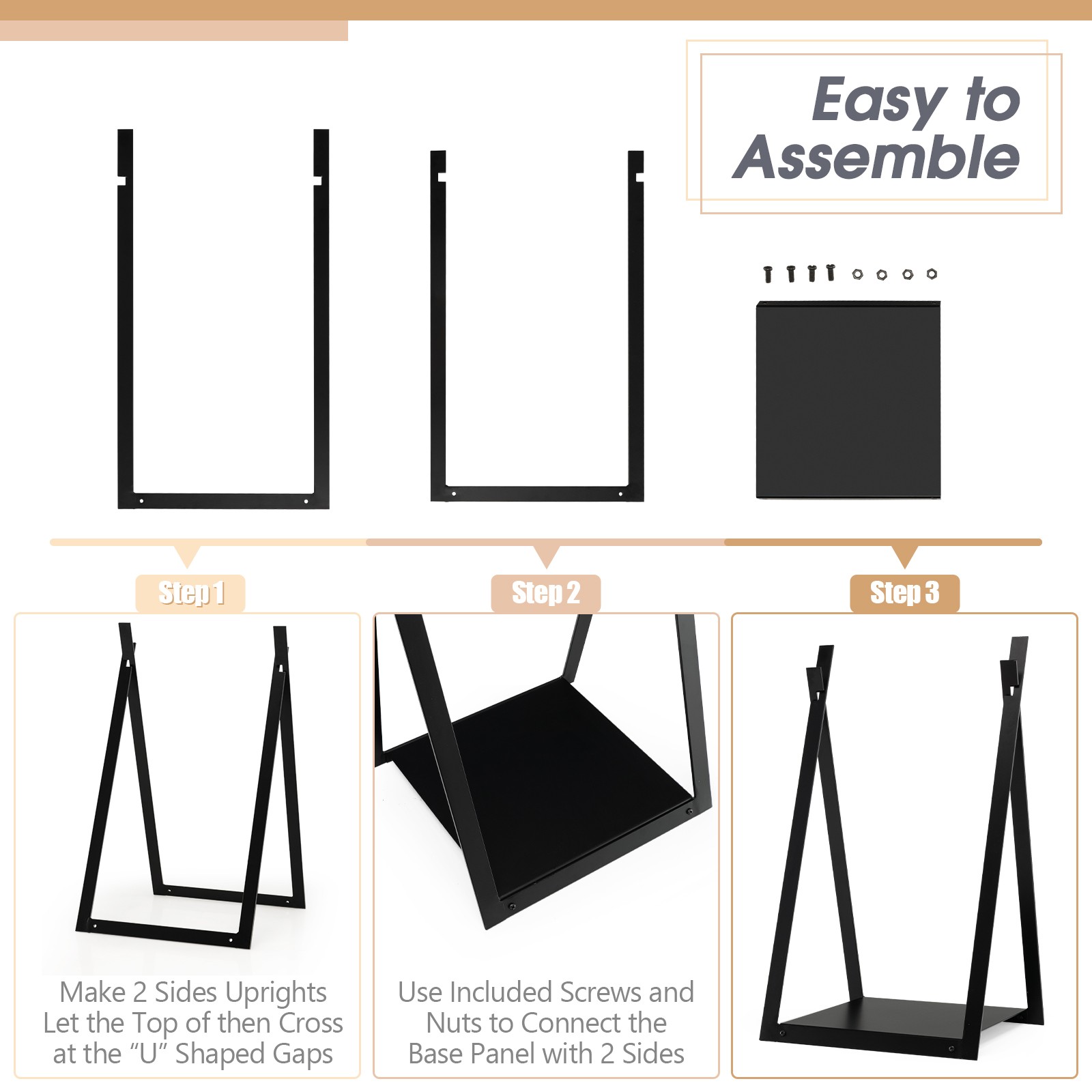 Firewood Rack Fireplace Wood Holder Storage Log Holder with Raised Base