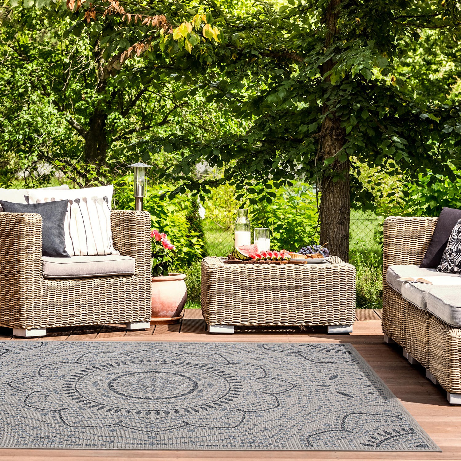 Rugshop Outdoor Rug Portia Oriental Medallion Indoor/Outdoor Area Rug Patio Rugs