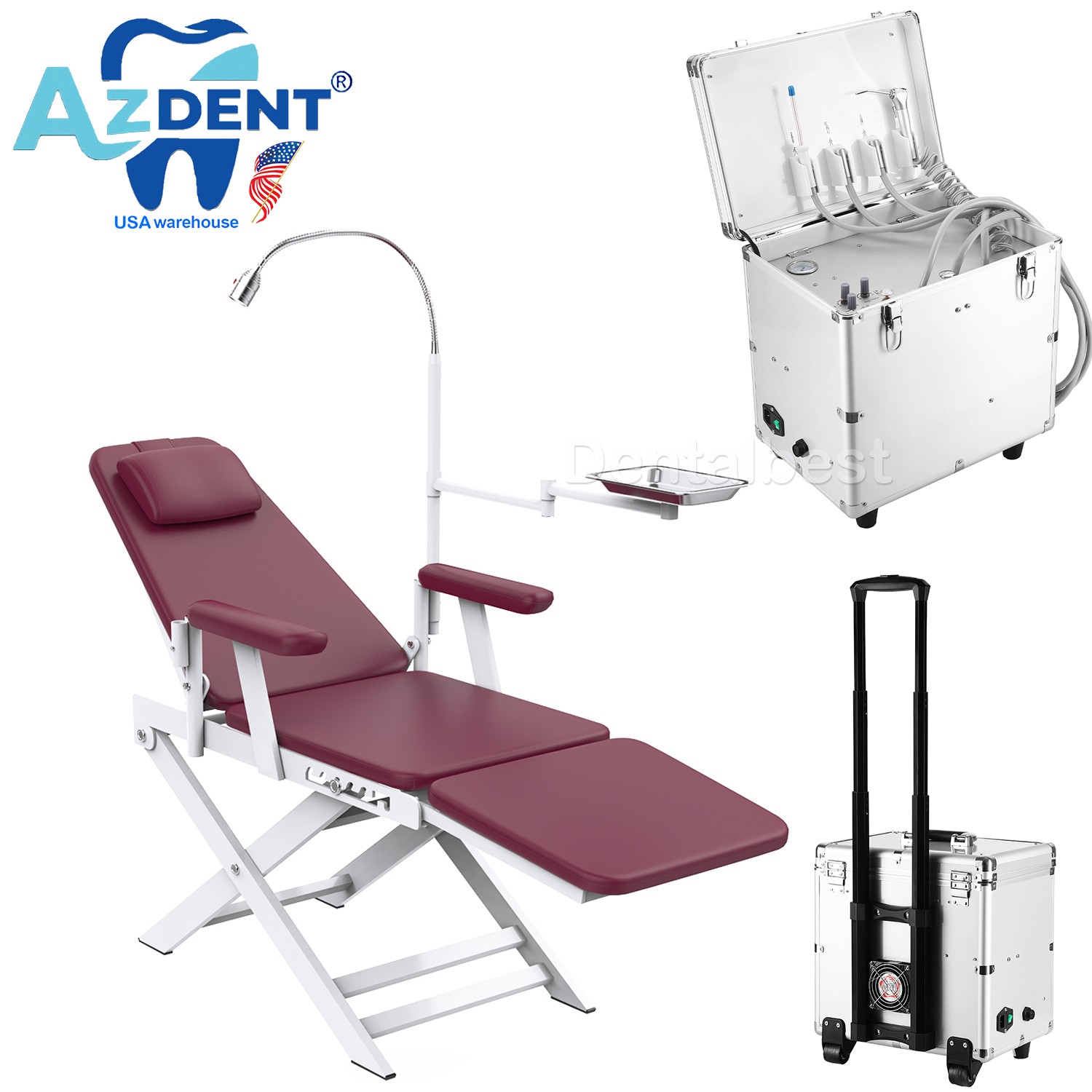 Portable Dental Chair LED Light Mobile Folding Chair/Portable Dental Unit 4 Hole