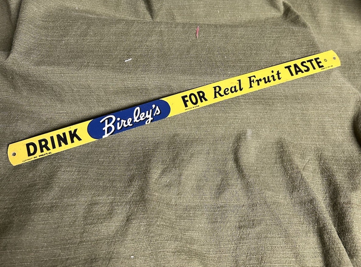 Vintage Original Tin Strip Shelf Sign Bireley’s Orange Soda 1941