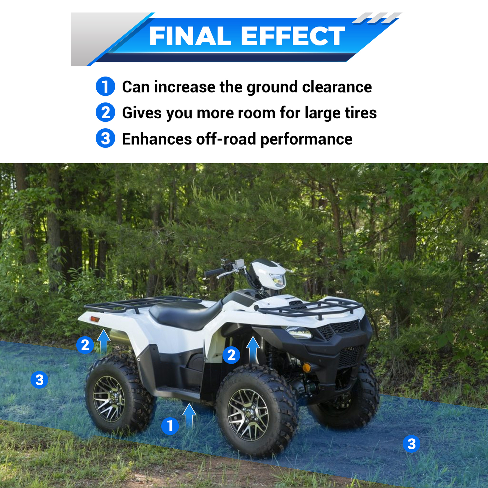 For SUZUKI KING QUAD 500 750 AXi Heavy 2" Lift Kits Front & Rear Steel Brackets