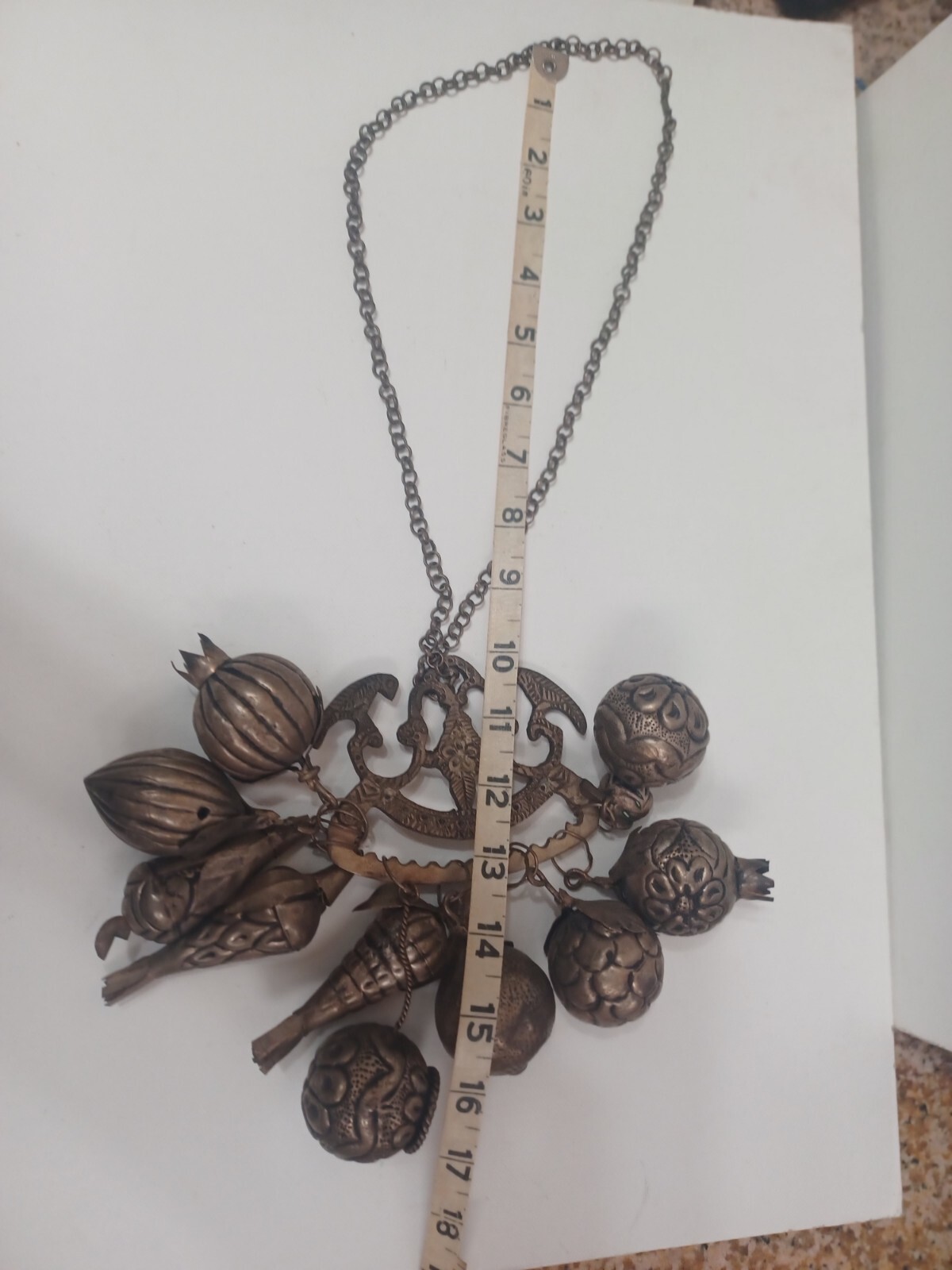 Brazilian Penca de Balangandan Silver on Brass 10 Charms Brazil