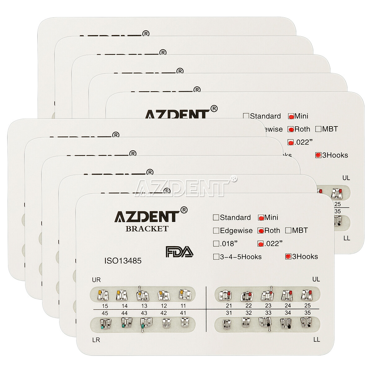 AZDENT Dental Orthodontic Brackets Braces /Supper Elastic Niti Arch Wires