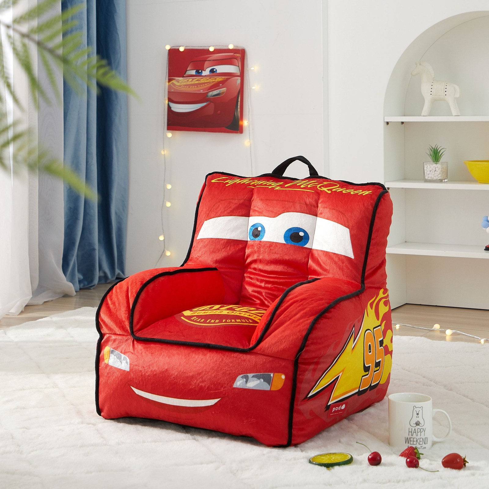 Cars 18" Toddler Square Beanbag Chair, Red