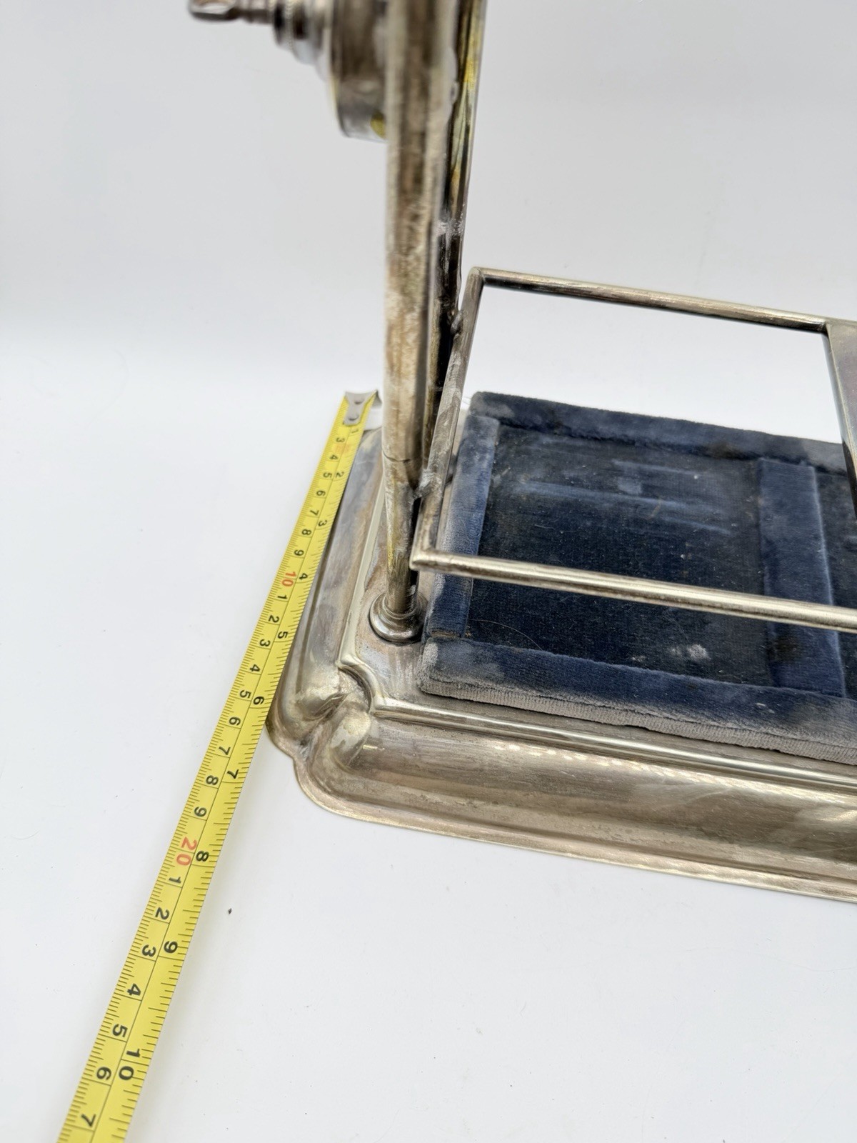 Vintage Silverplate Two-Bottle Liquor Caddy with Handle & Blue Velvet Insert