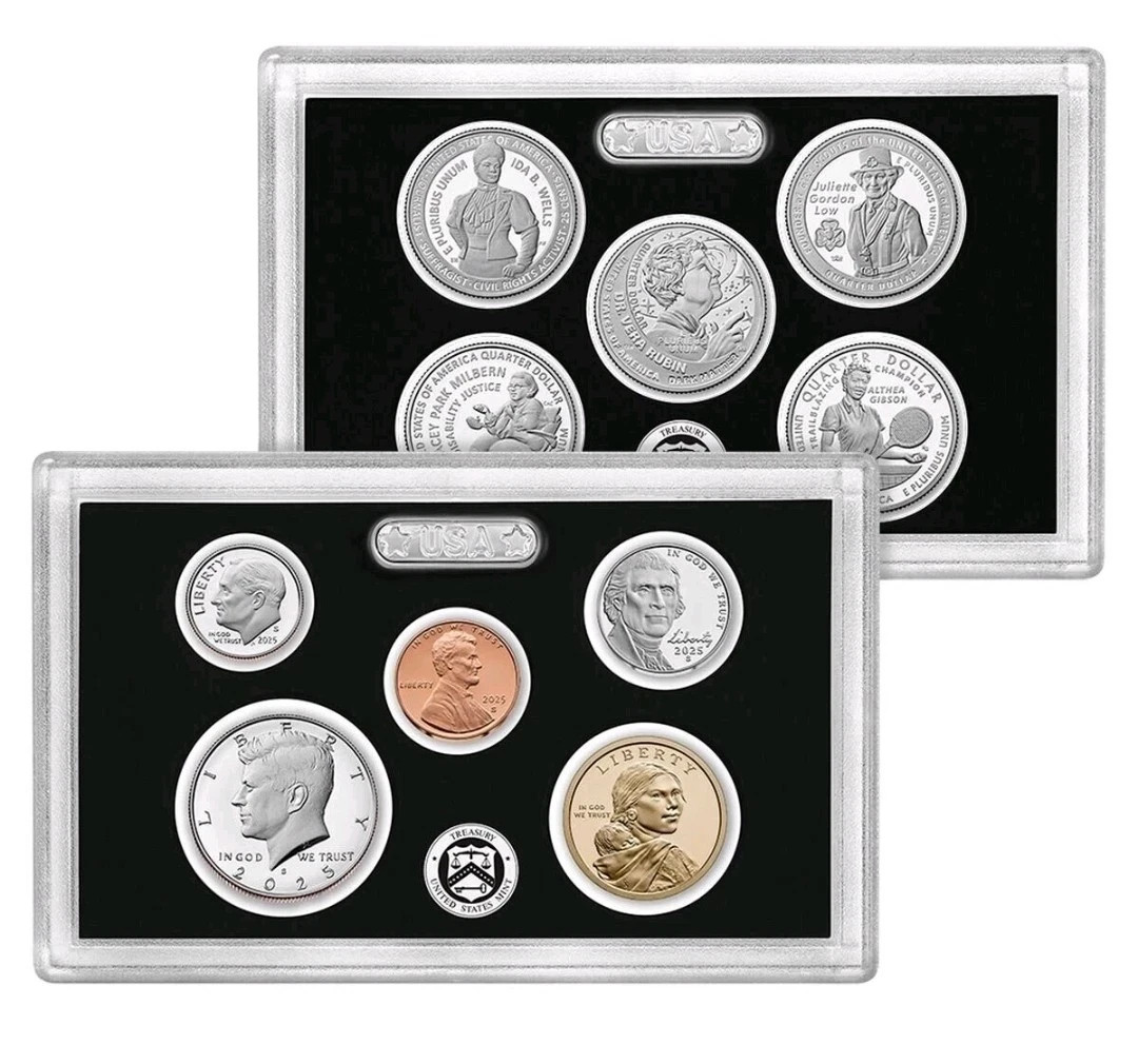 IN-HAND 2025 S US Mint Silver Proof Set - 10 Coins w/ Box & COA 25RH , W/ Penny
