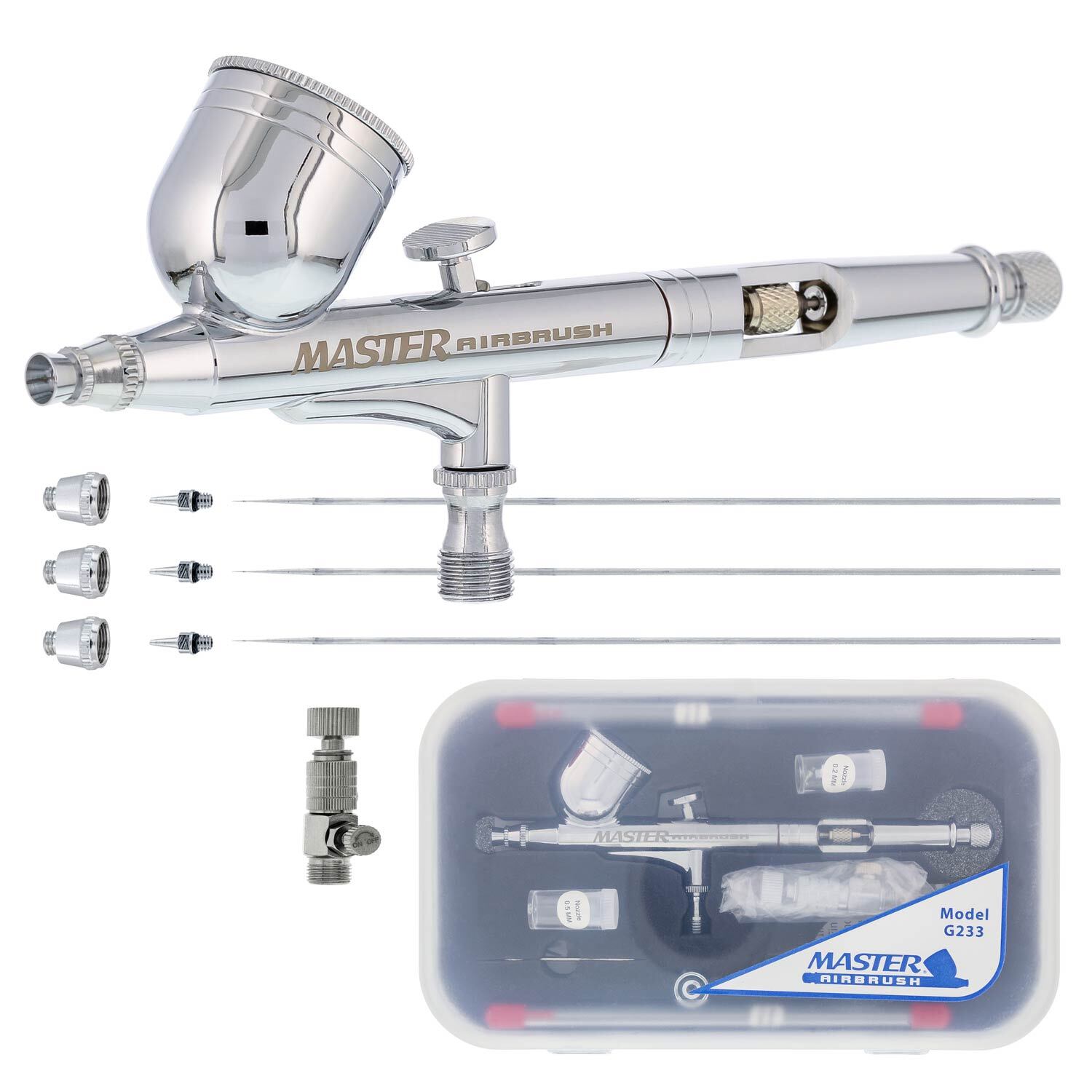 G233 Pro Set Master Gravity Airbrush Kit 3 Fluid Tips, Hobby Auto Paint Nail Art