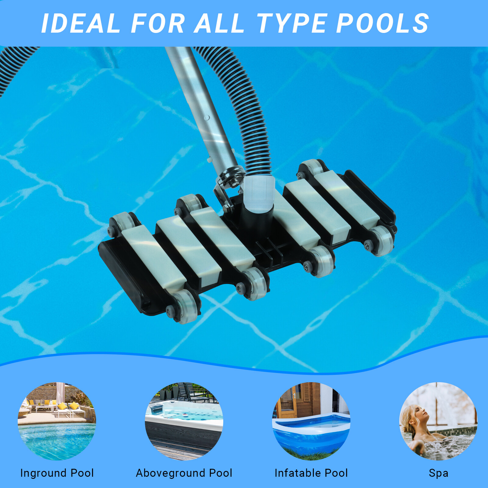 Swimming Pool Vacuum Head,Professional Weighted Flexible Pool Cleaner In-Ground