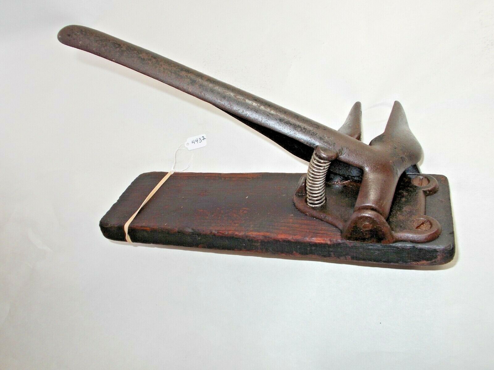 Vintage Nut Cracker, Opens to 15/16", Metal Handle and Jaws with Wooden Base