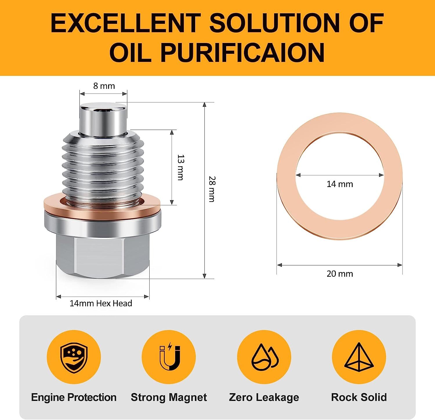 For Honda Acura Engine Magnetic Oil Drain Plug Screw Nut Bolt Sumps M14x1.5