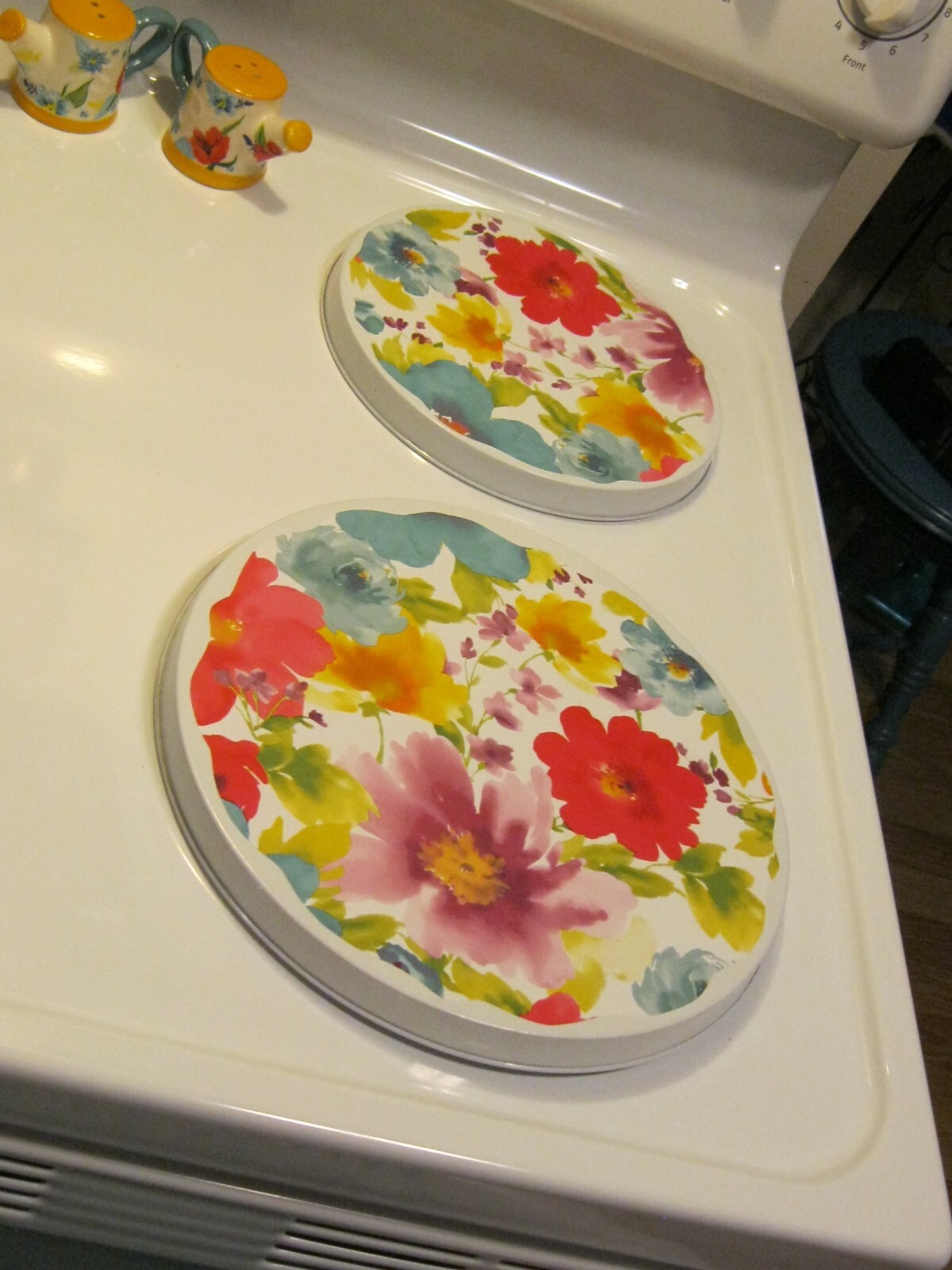 NEW HANDCRAFTED PIONEER WOMAN BREEZY BLOSSOM LAMINATE STOVE BURNER COVERS