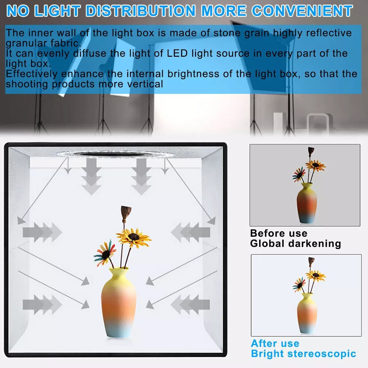 16x16" Large Portable LED Photo Light Box Shooting Tent Photography Studio Fast⭐