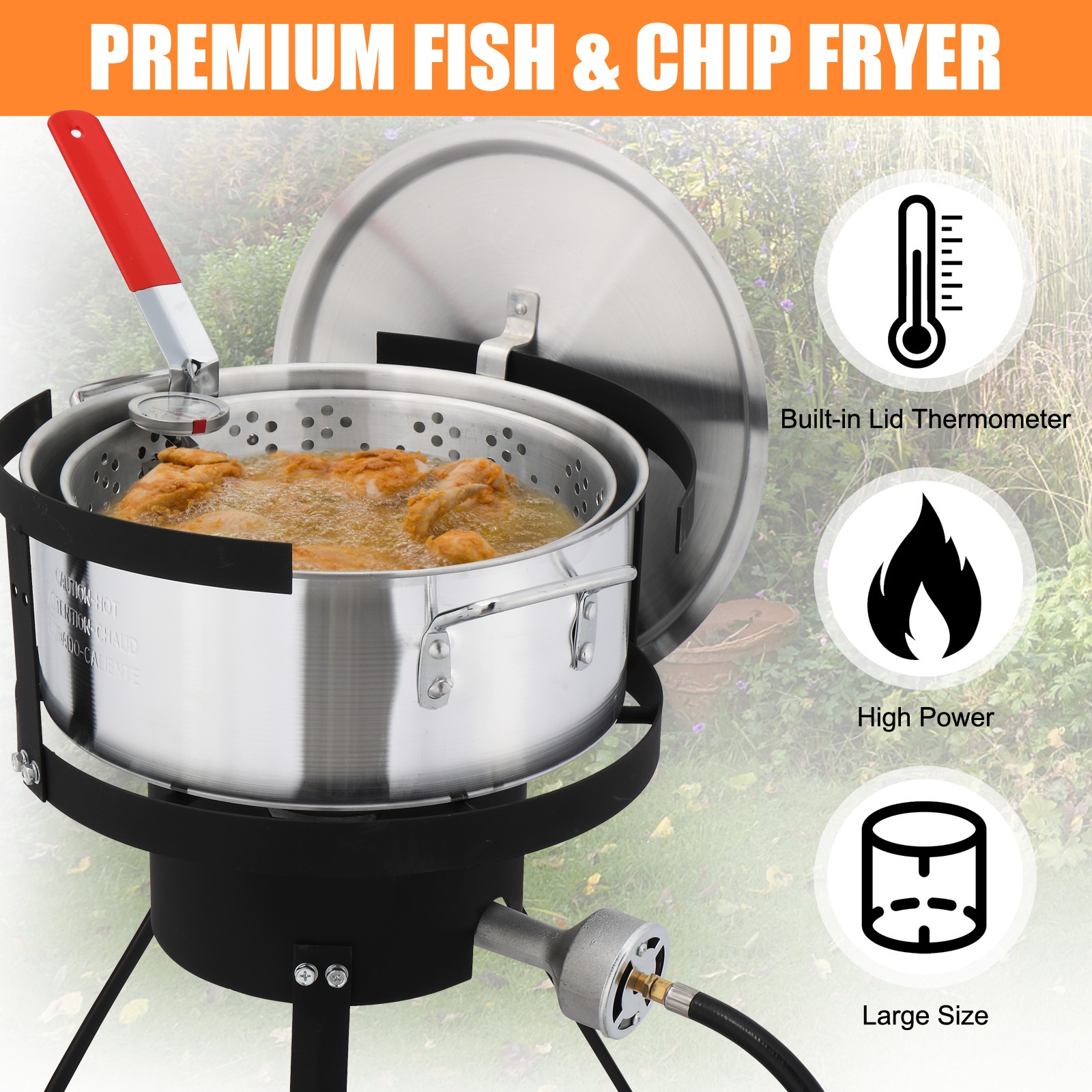 Propane 10QT Fish Fryer Boiler Steamer Set 55,000BTU Burner Outdoor Seafood