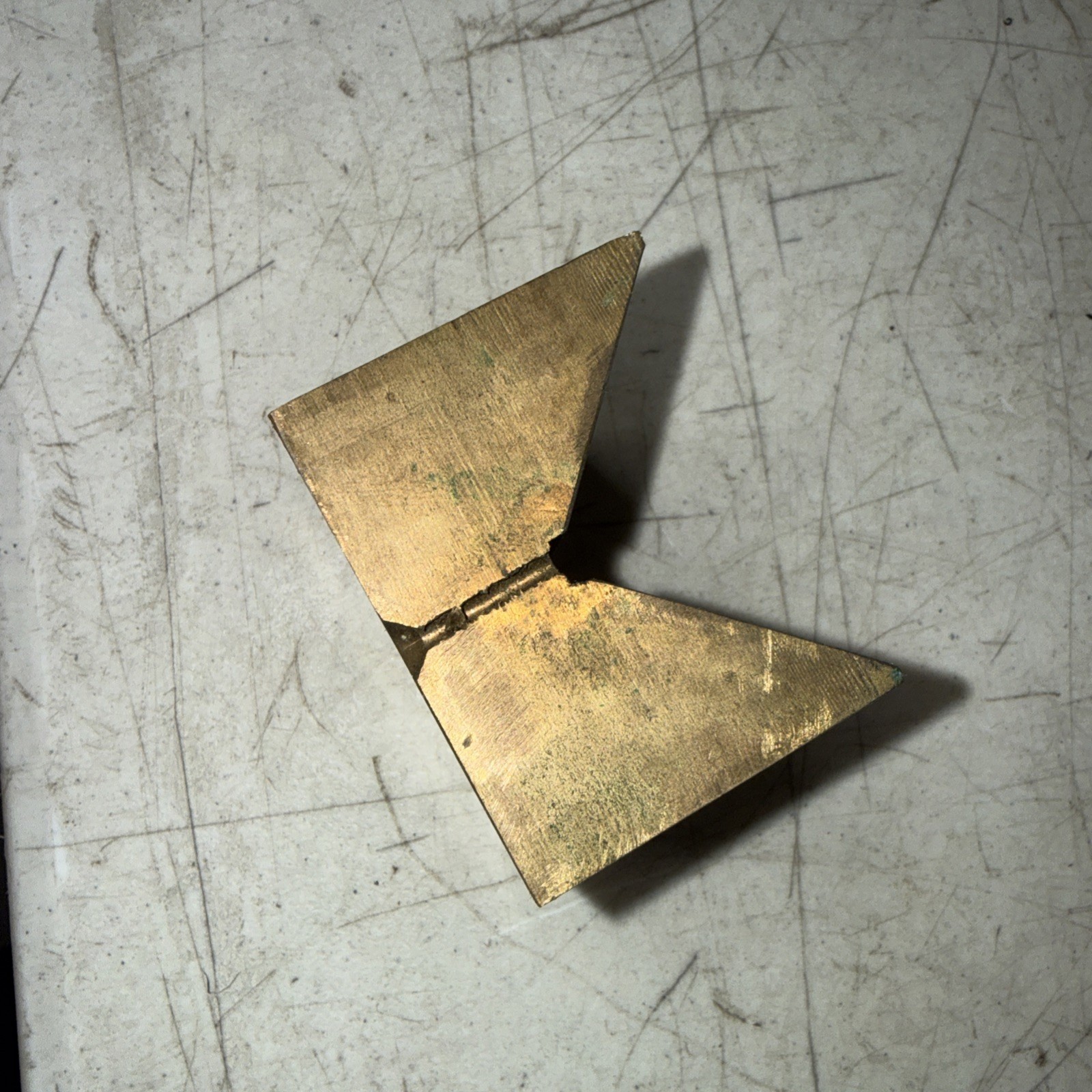 Vintage V-BLOCK 3 3/4” By 2 1/2” Made Of Solid Brass