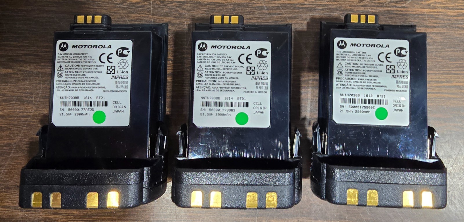 Set of 3 MOTOROLA NNTN7038 Batteries NEW Old Stock for APX 6000 7000 8000 Radios