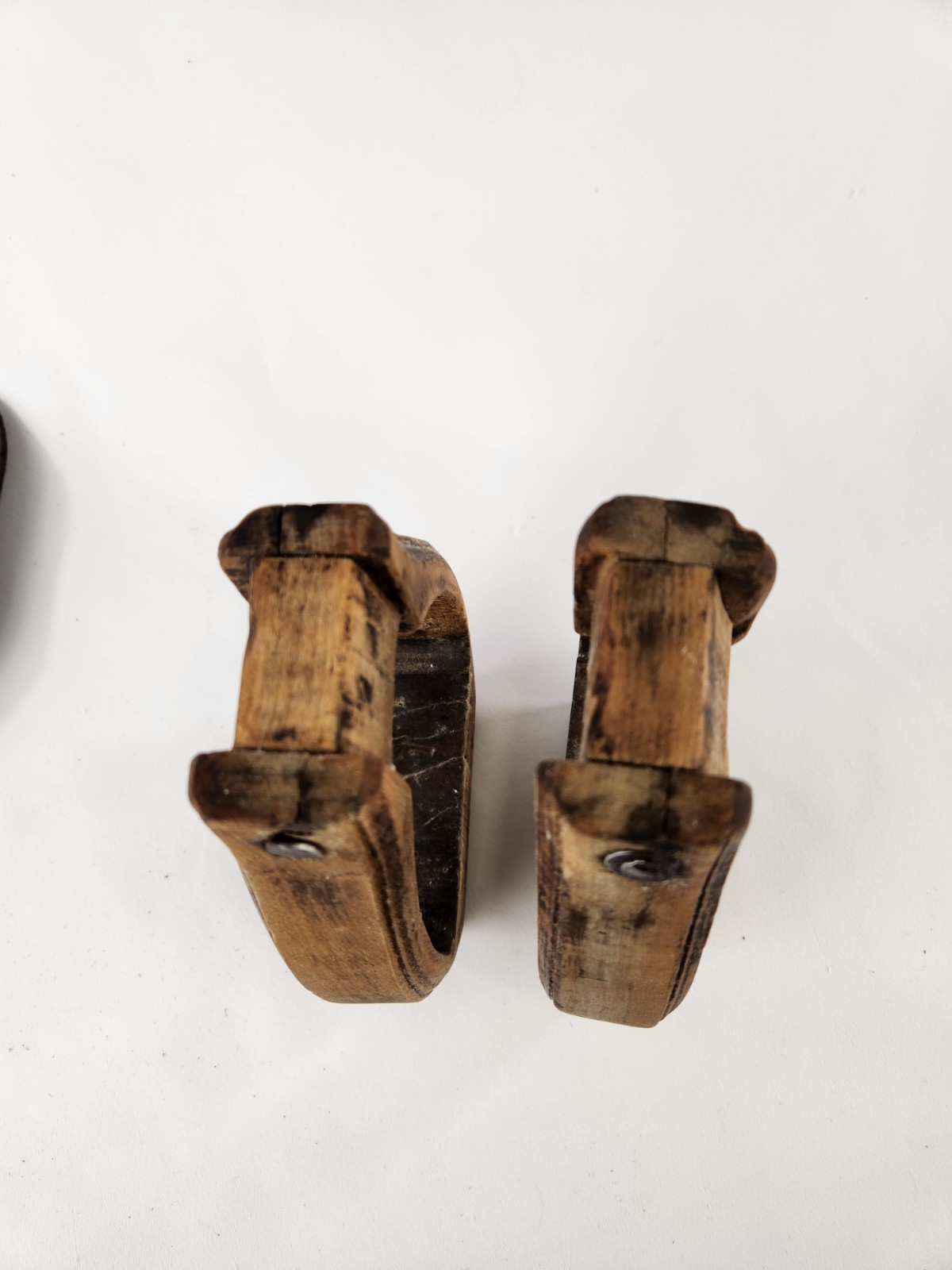 Antique Wooden Stirrups & Leather Tapaderos Boot Cover Hand Carved Horse Saddle