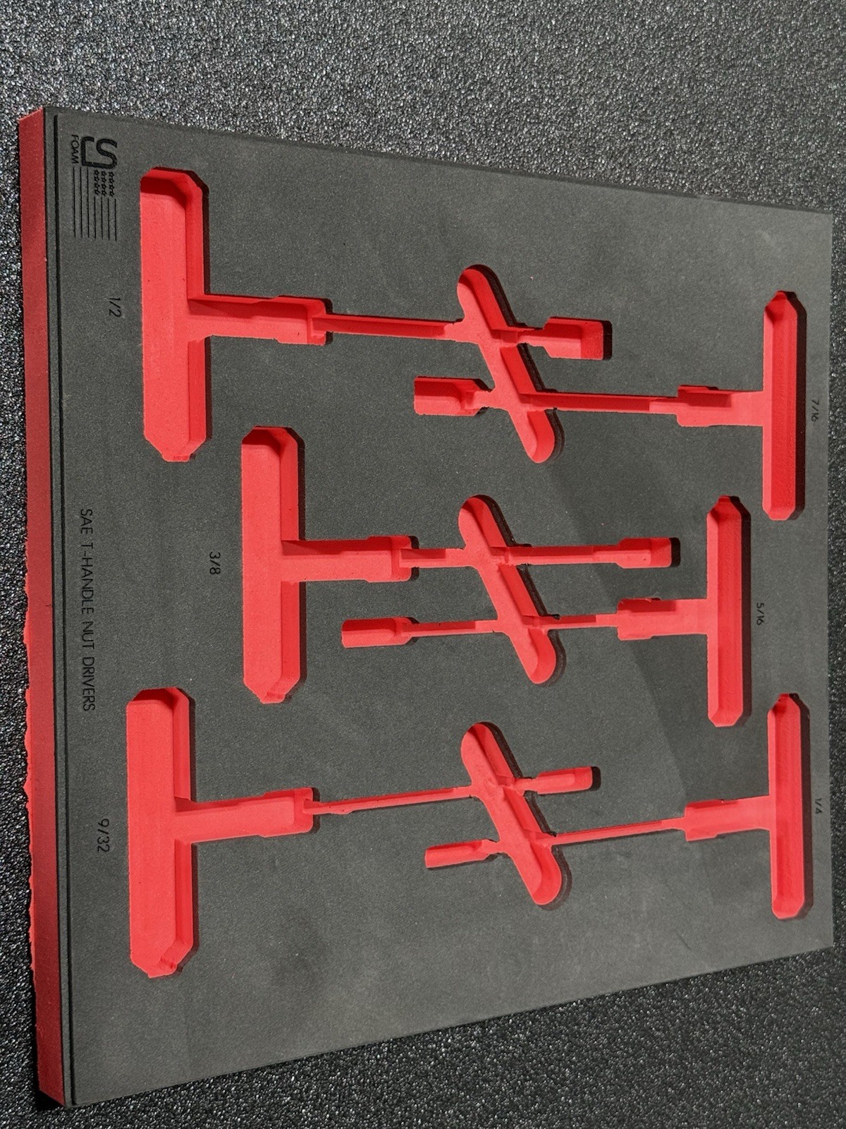 Snap-On SAE T-Handle Nut Driver Foam Organizer, Black And Red, MADE IN USA