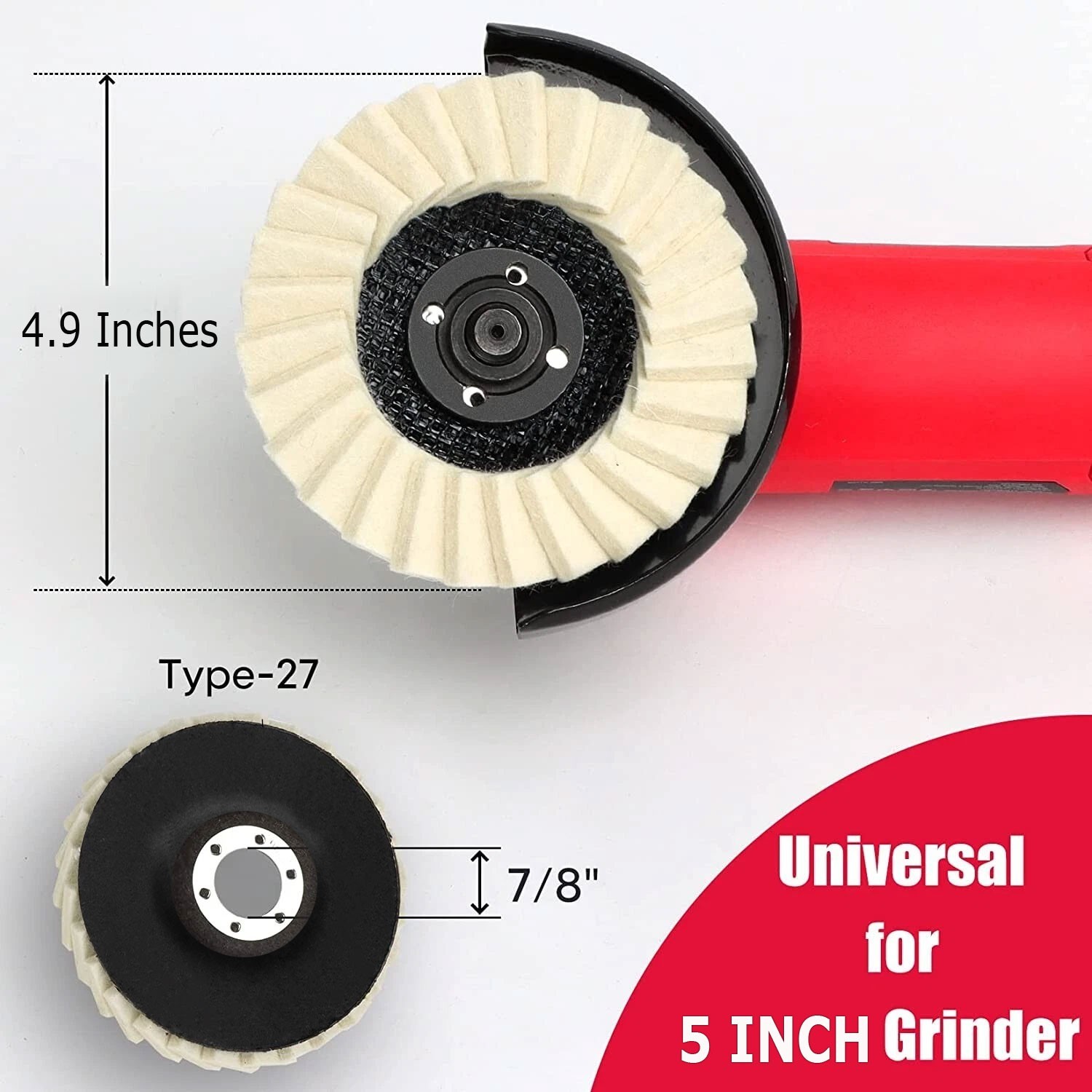 6Pcs Wool Polishing Wheel Buffing Pads Flap Disc For Metal Wood Angle Grinder