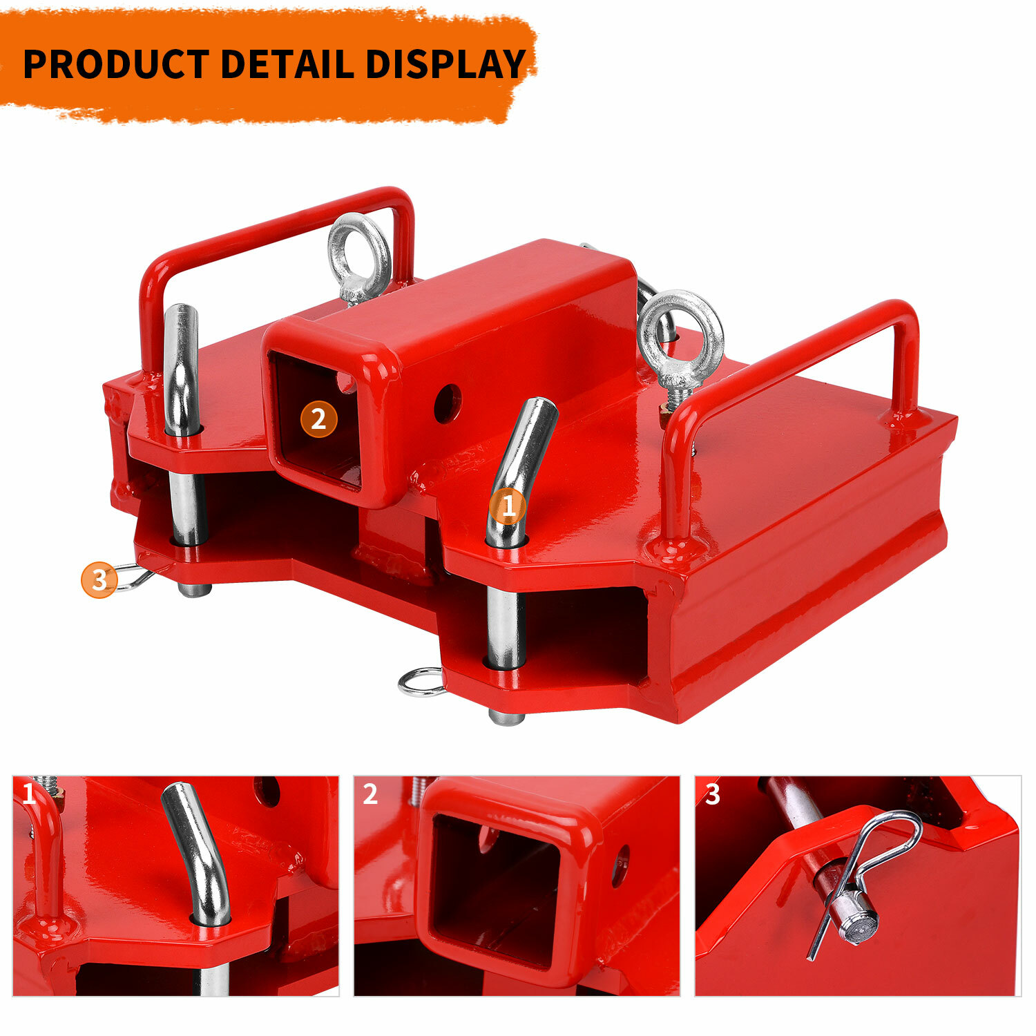 2'' Forklift Trailer Hitch Receiver Tow Hitch Attachments for Dual Pallet Fork