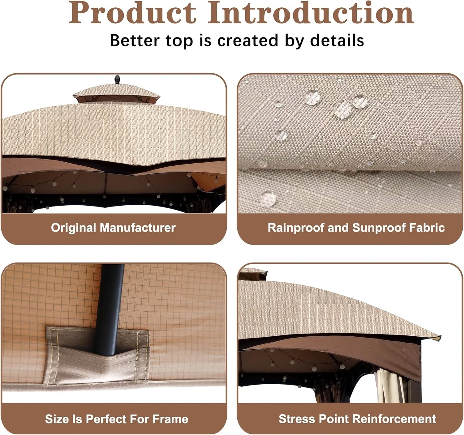 Replacement Top for Lowe's Allen Roth 10X12 Gazebo - Waterproof & UV Protection