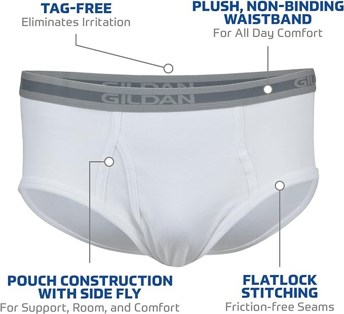 Gildan Men's Underwear Briefs, Multipack, White (6-Pack), Medium