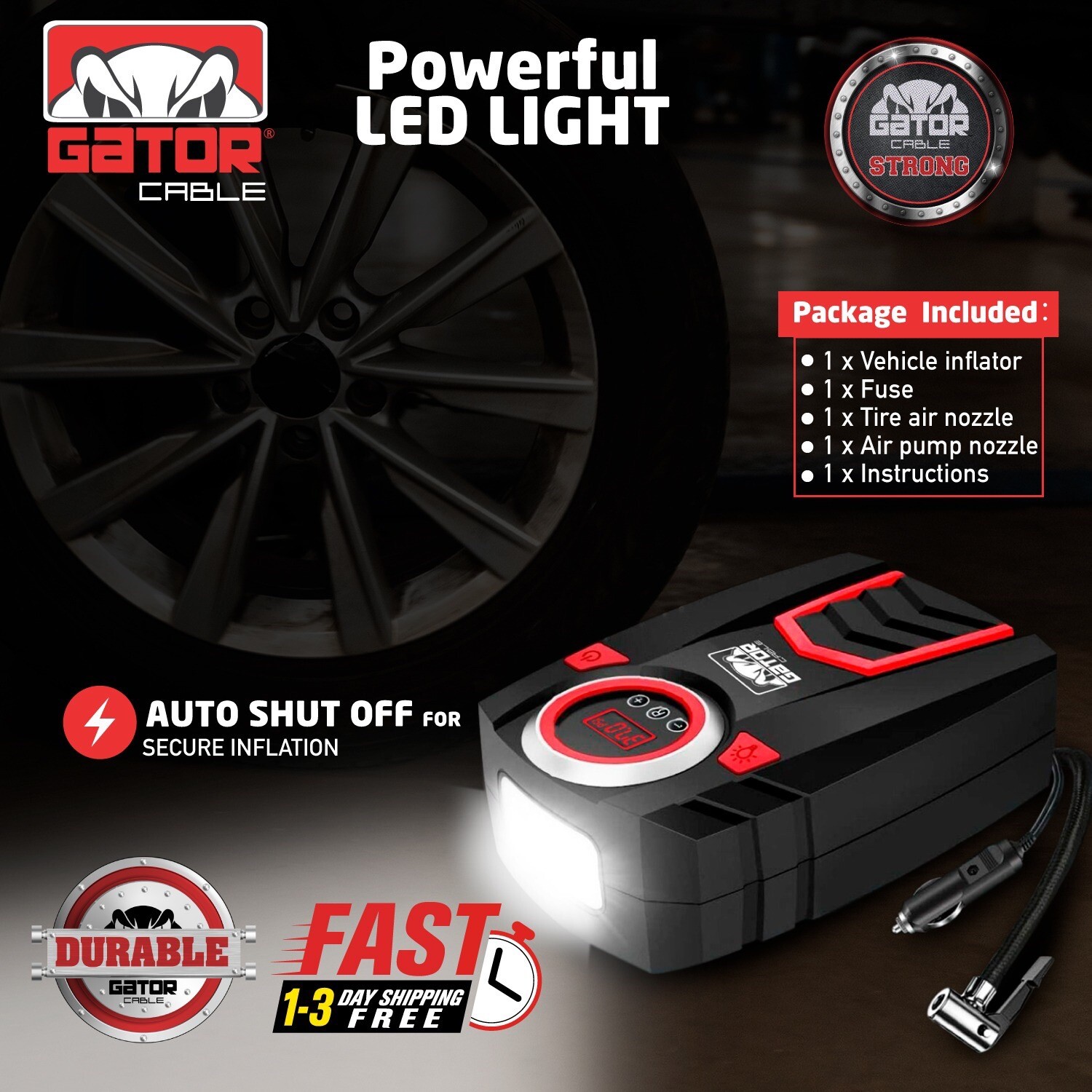 Car Tire Air Pump Inflator Compressor Digital Electric Auto Portable 150PSI 12V