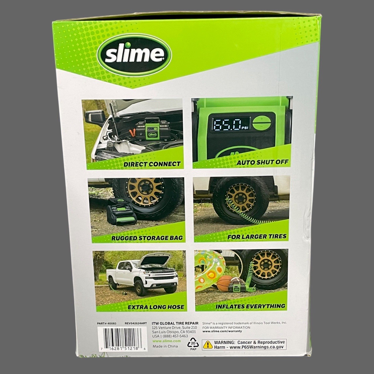 Slime Super Duty Pro Power Tire Inflator 40083 Dual Piston 12V Auto Shut Off New