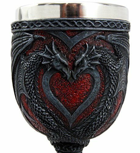 Ebros Celtic Dual Dragon Romantic Heart Vial Of Blood Wine Goblet 7"H Chalice