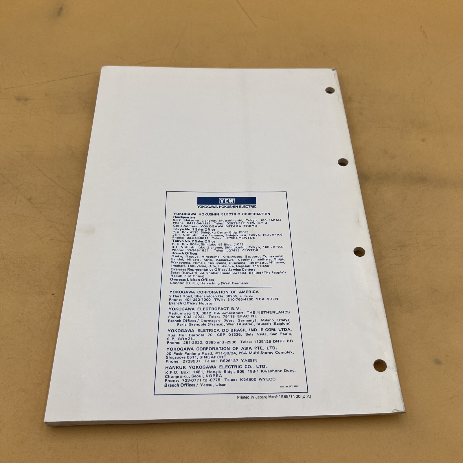 YEW ER250 (MODEL 4088) HYBRID RECORDER INSTRUCTION MANUAL GUIDE BOOK