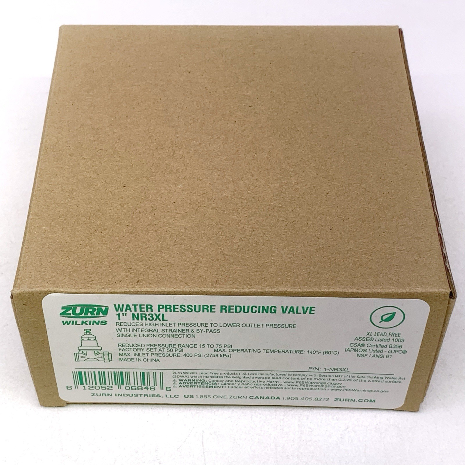 Zurn Wilkins NR3XL 1" Pressure Reducing Valve PRV Single Union 1-NR3XL Brand NEW