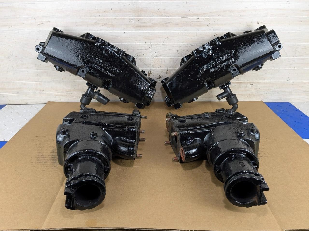 MerCruiser V8 Dry Joint Exhaust Manifolds & Risers PAIR 5.0L 5.7L 6.2L