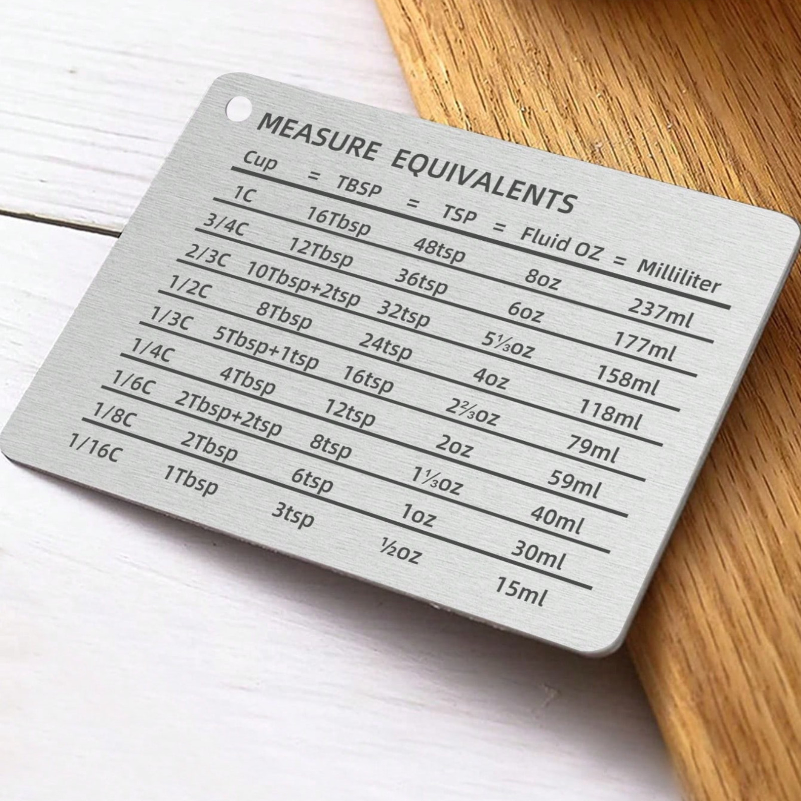 Stainless Steele Kitchen Conversion Chart Fridge Magnet Cooking Measurement Tool