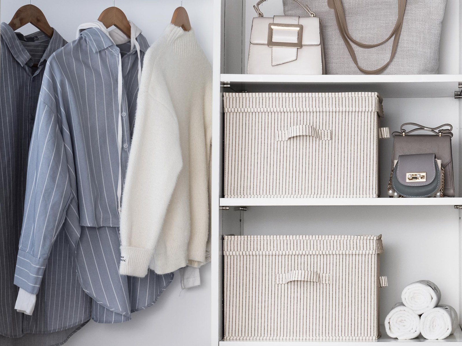 StorageWorks Decorative Storage Boxes, Storage Basket with Lid and Handles, Gray