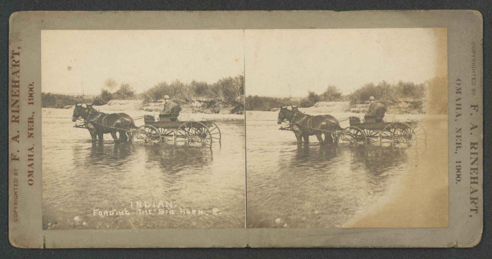 90 ~ "INDIAN FORDING THE BIG HORN R. ~ By F.A. RINEHART, OMAHA, NEB. 1900"