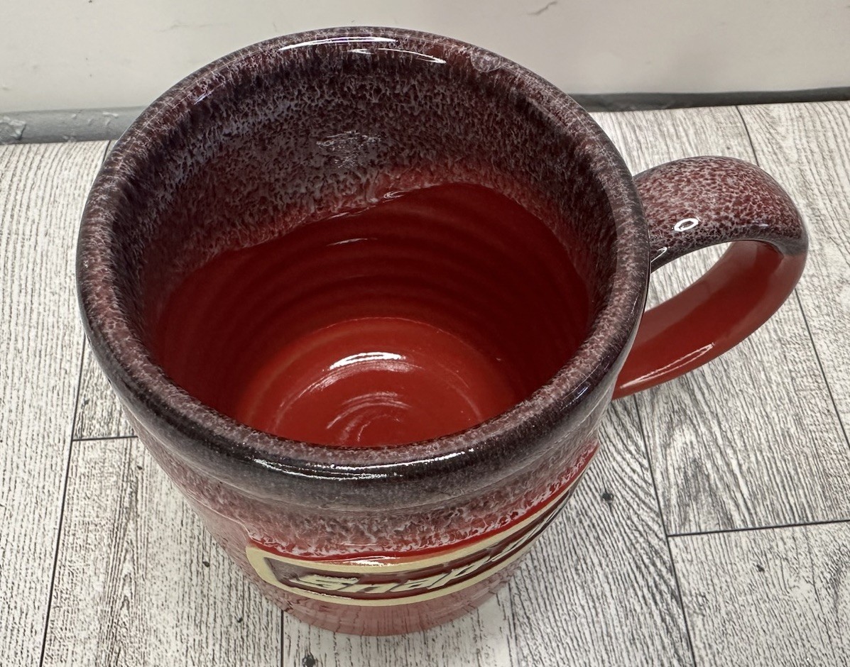 SNAP-ON TOOLS Handmade DENEEN POTTERY USA Red Drip Glaze COFFEE Drink MUG Cup