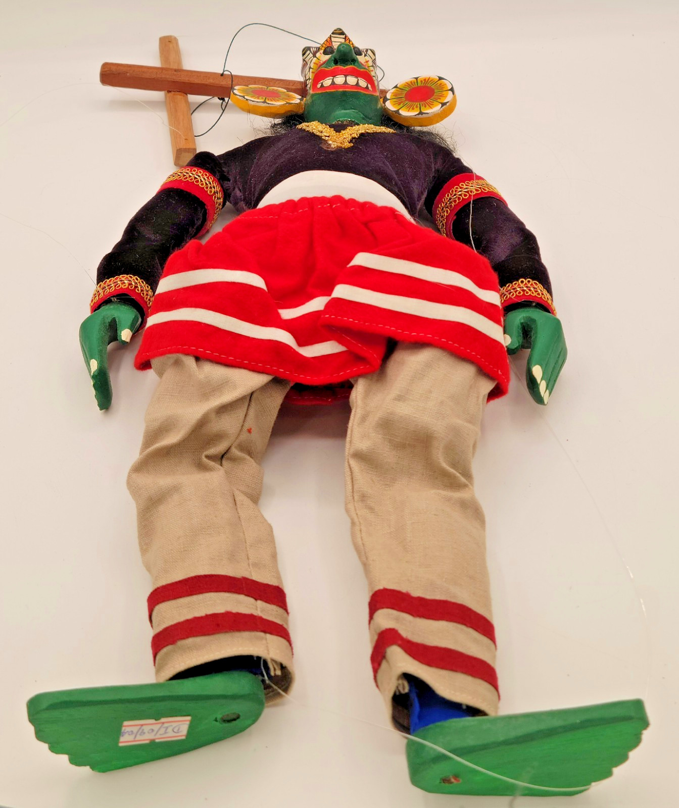 Sri Lanka RUKADA Marionette Puppet VINTAGE Wood Lankan HAND MADE Folk Art Figure