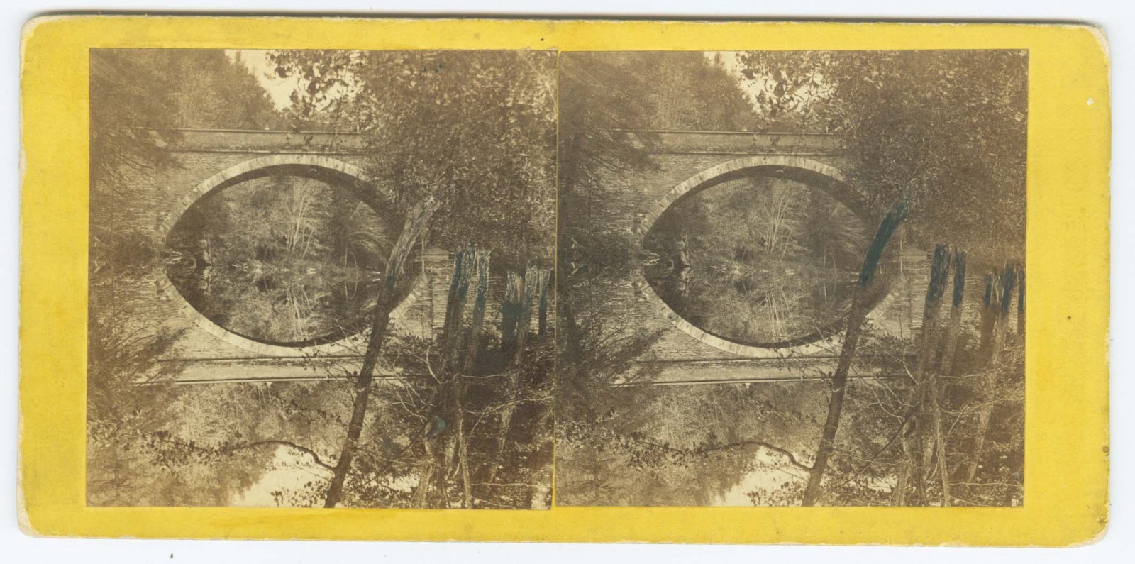 G2252~ PENNSYLVANIA – Old Stone Bridge Wissahickon Creek c.1870 Stereoview