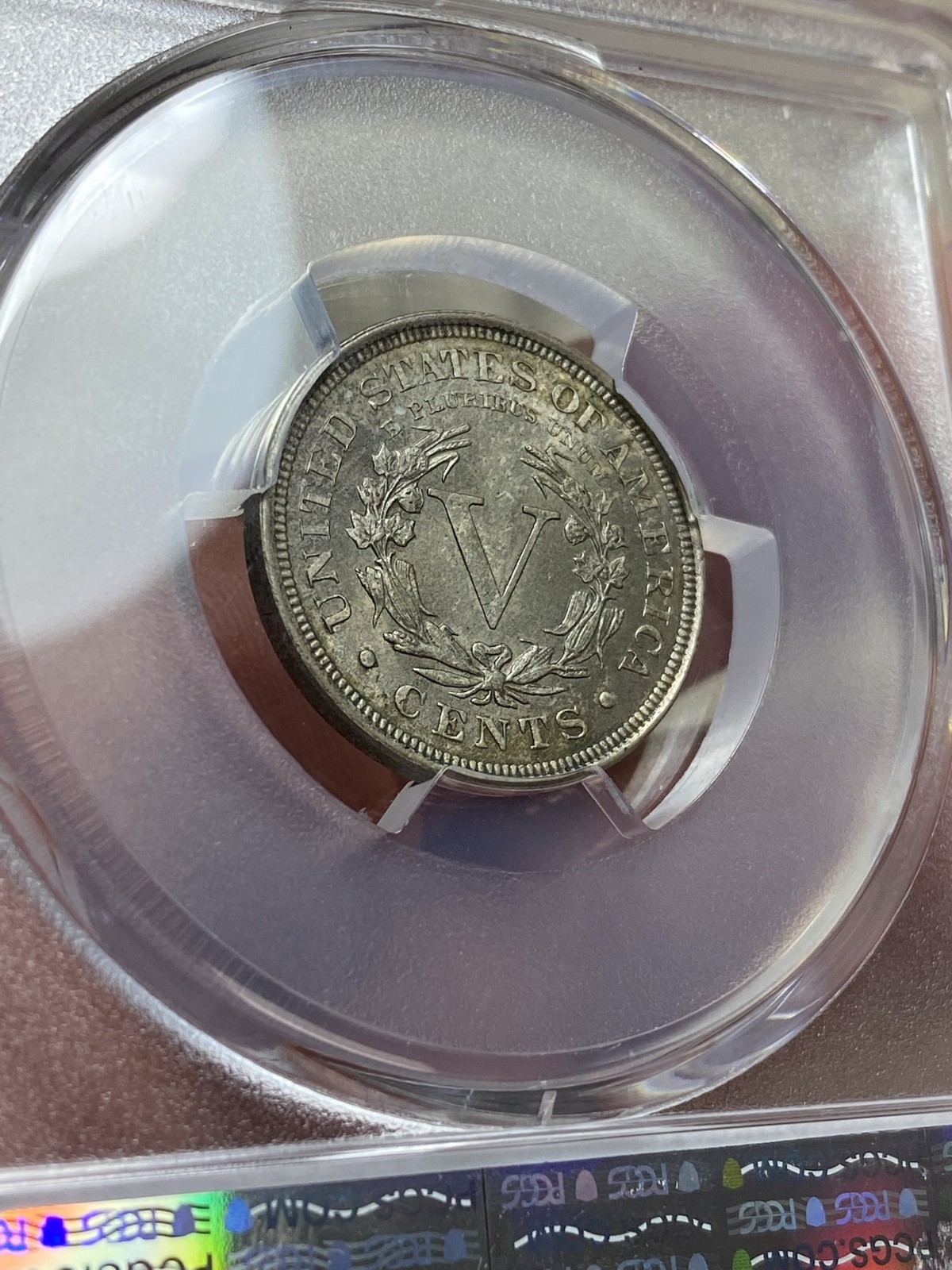 1905 PCGS MS63 Liberty V Nickel Obverse Strike Thru