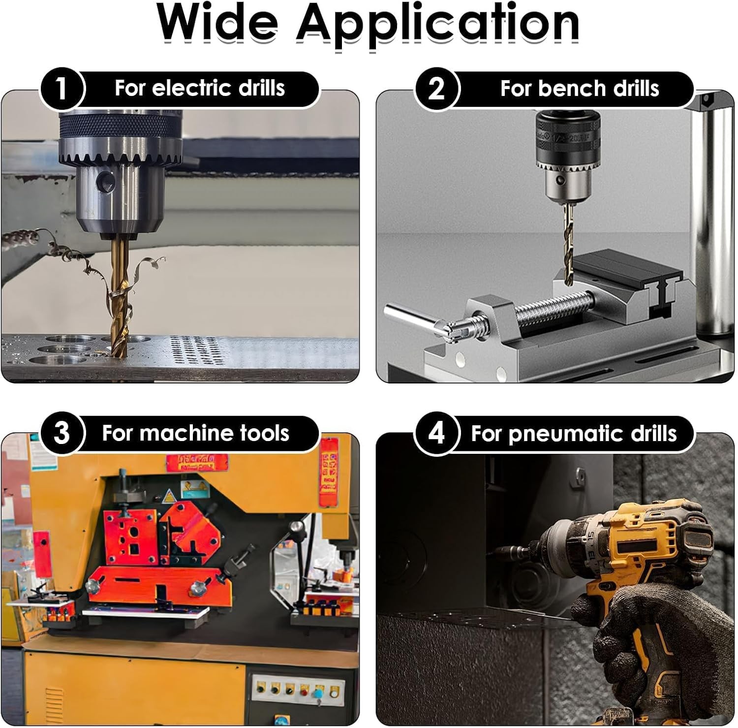 4 in 1 Drill Chuck Key Wrench 4 Way Hand Key Tool For Tighten Drills 3/8" 1/2"