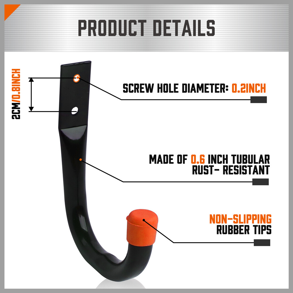 12 Packs Garage Storage Hooks Wall Mount Workshop Organizer Heavy Duty Steel