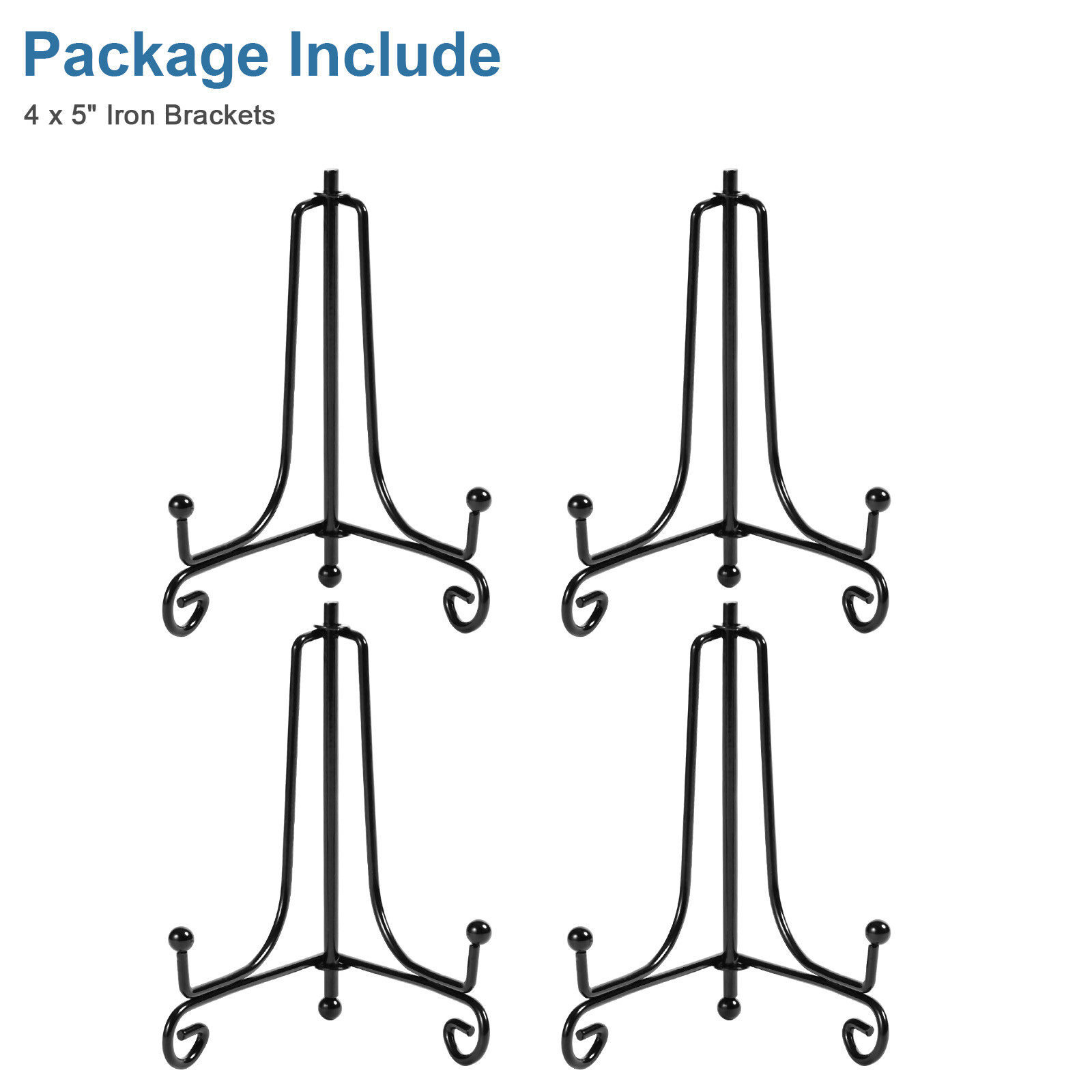 4 PCS 5" Iron Easel Classic Display Stand Plate Holders Picture Photo Frame Rack