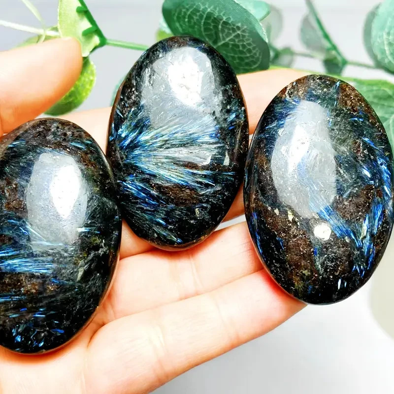 Natural Arfvedsonite Palmstone Worry Stone Healing Crystal Meditation Reiki Gift