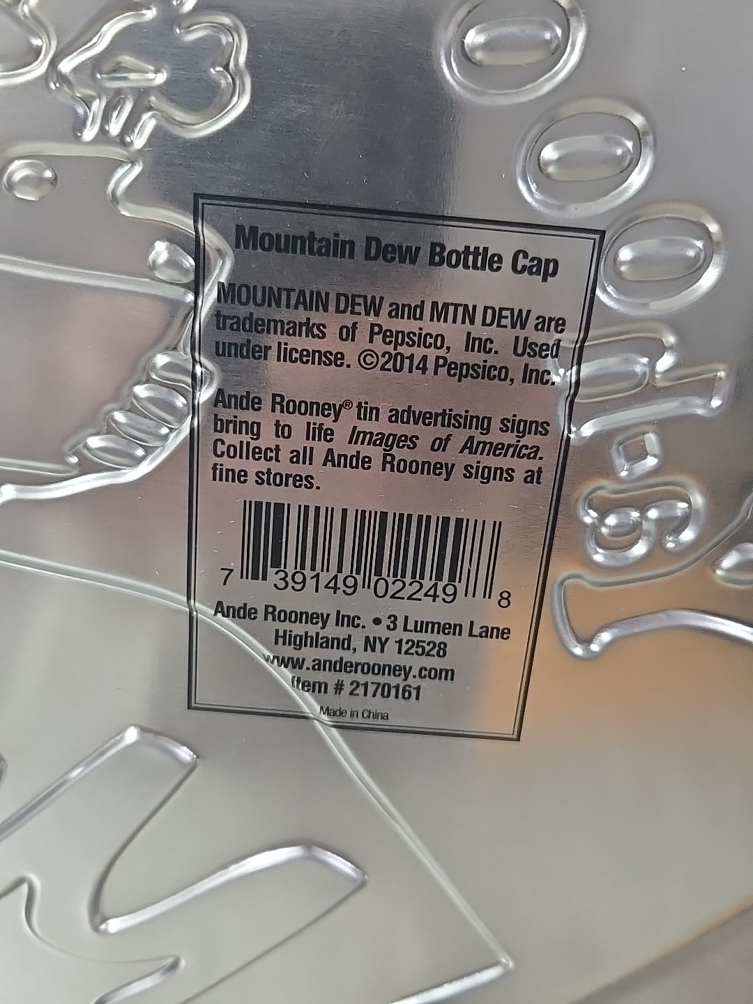 Mountain Dew Hillbilly Ya-Hoo embossed metal sign 18x19 used