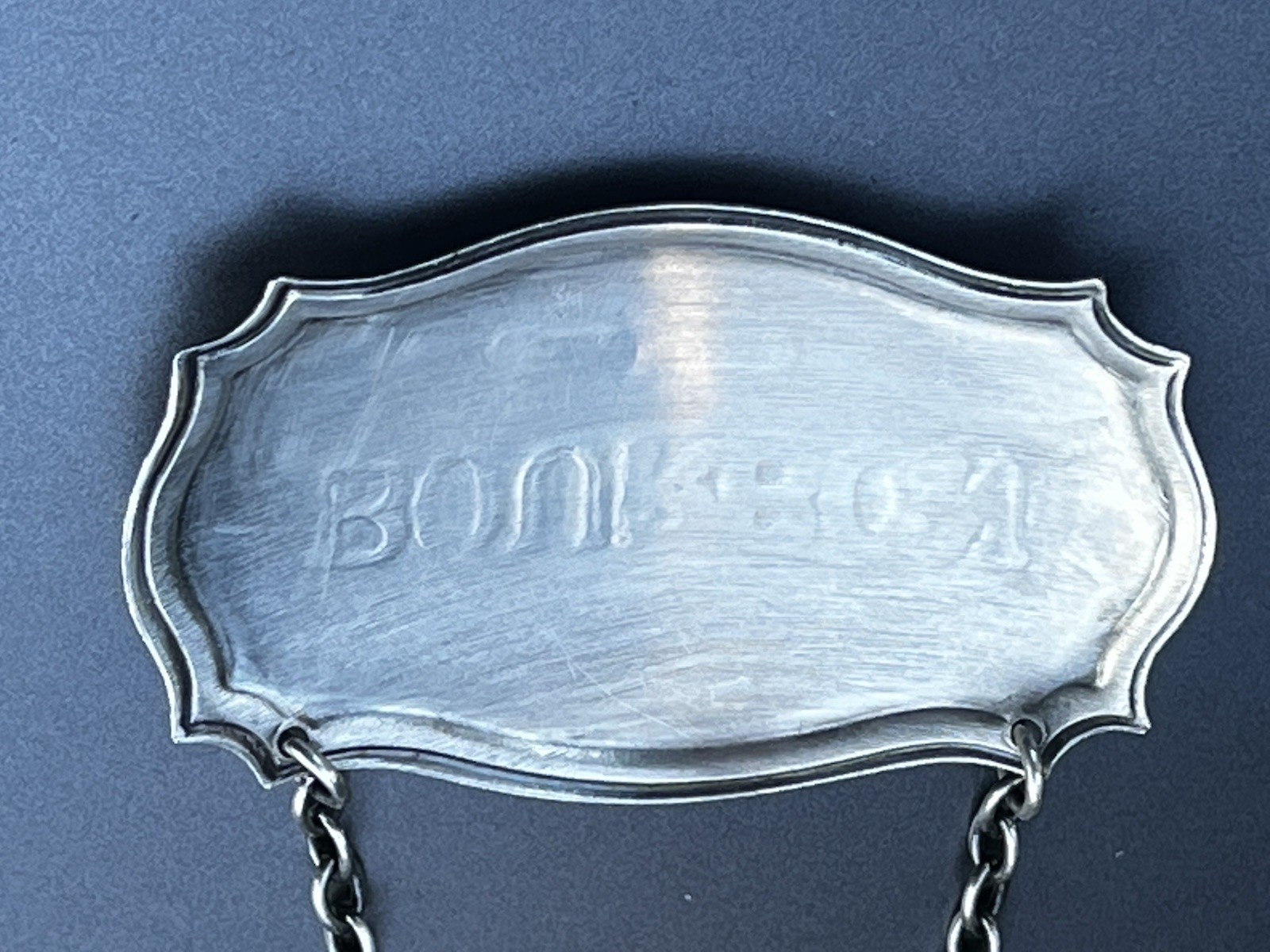 Vintage Sterling Silver Decanter Liquor Label for Bourbon Bottle Shown