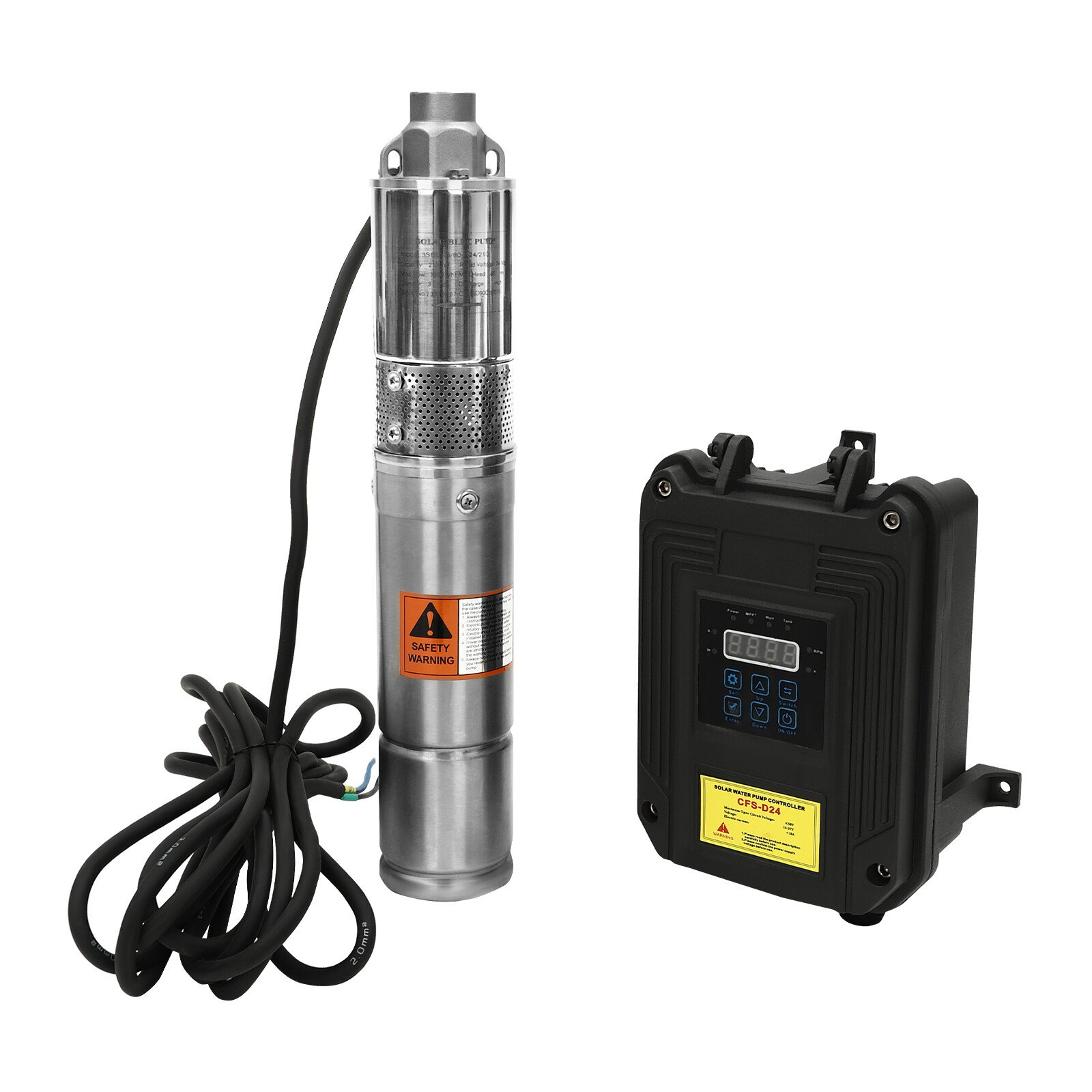 3" Solar Pump Submersible Pump Deep Well Bore Water Pump &MPPT Controller DC24V
